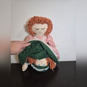 Reversible Rag Doll with Pink and Green Dresses